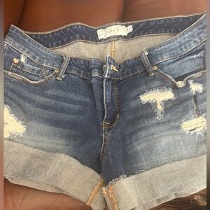 Torrid Dark Blue Ripped Jean Shorts